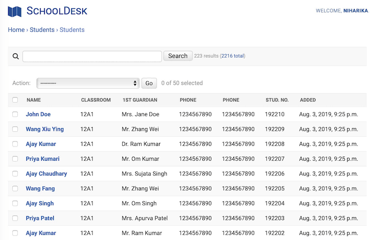 SchoolDesk Management Dashboard